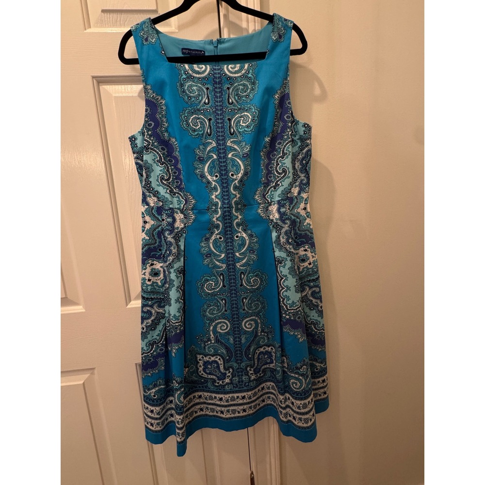 RSVP by Talbots Womens Blue Paisley Medallion Cotton Sheath Dress Size 12